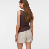 Camiseta VERO MODA Kira Boat Neck Chocolate Martini