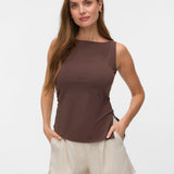 Camiseta VERO MODA Kira Boat Neck Chocolate Martini