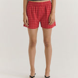 Shorts THINKING MU Geraldine Red Checks Seersucker