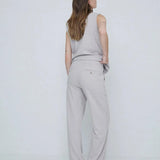 Pantalones YERSE Anchos en Piqué Aroa Beige