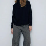 YERSE Oihana Jacquard Khaki Hose mit weitem Bein