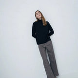 YERSE Oihana Jacquard Khaki Hose mit weitem Bein