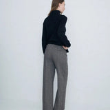 YERSE Oihana Jacquard Khaki Hose mit weitem Bein