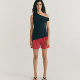 Shorts THINKING MU Geraldine Red Checks Seersucker