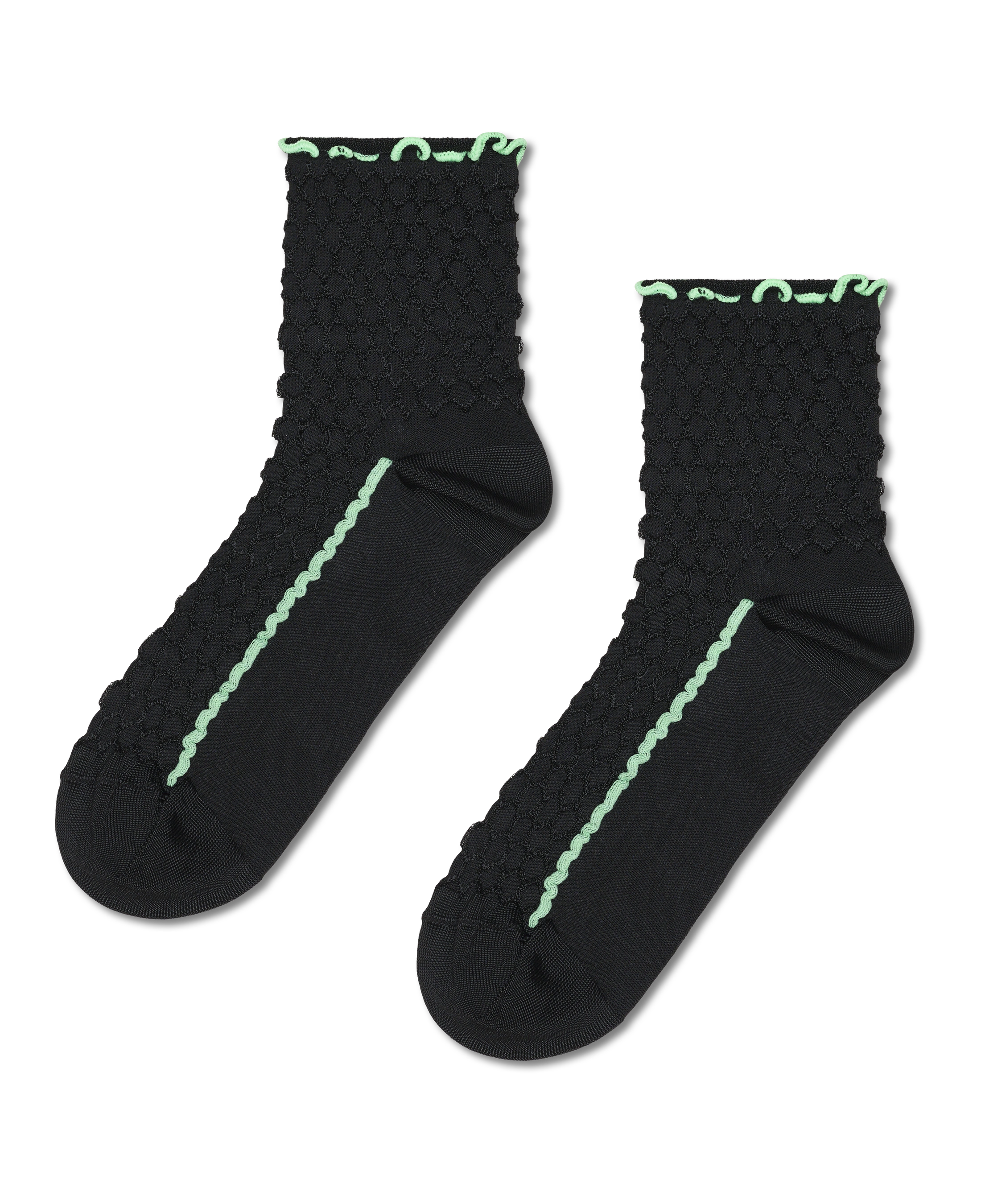 Calcetines HAPPY SOCKS Structure Slinky Mini Crew Sock - Negro - foto de producto sobre fondo transparente
