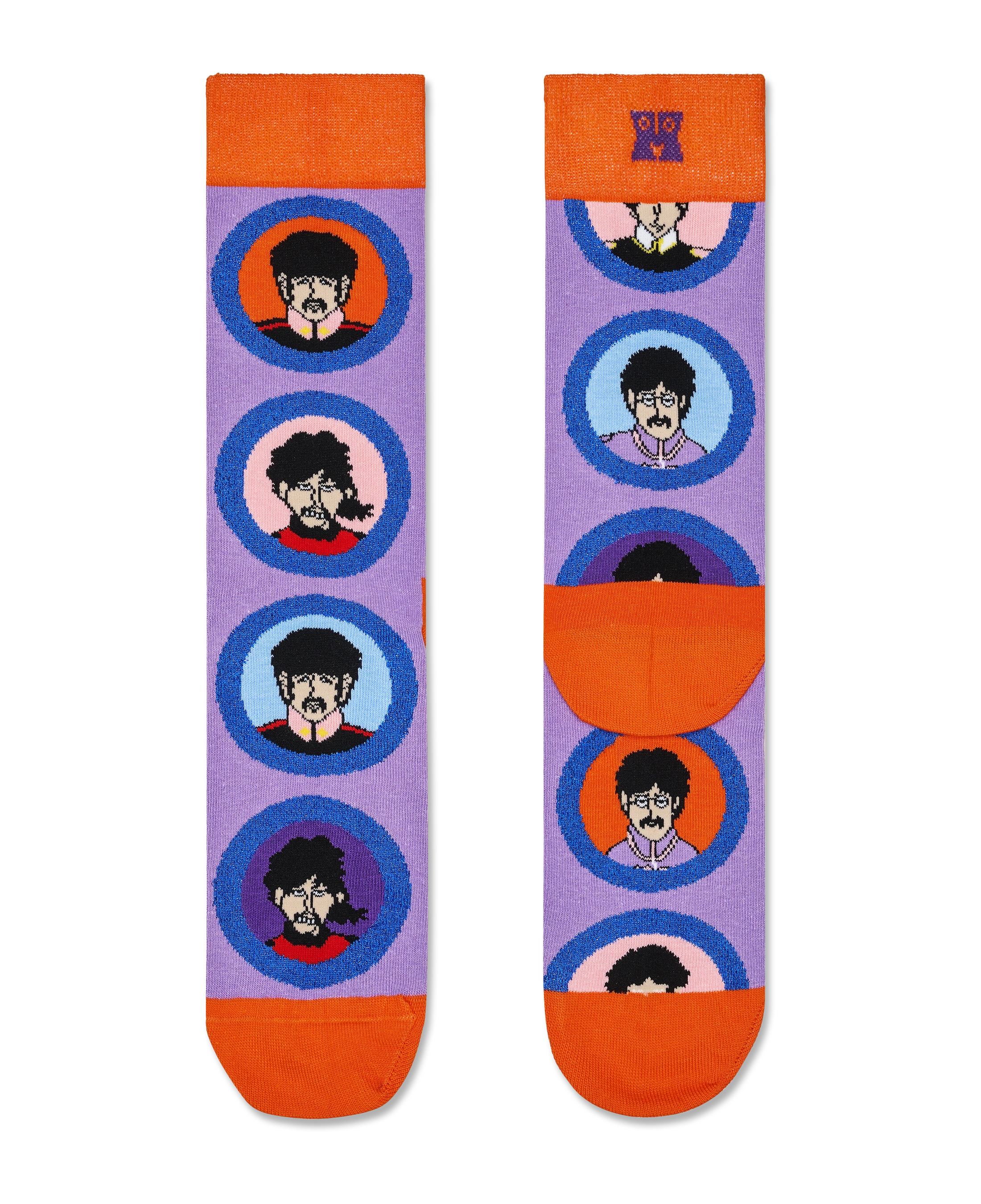 Calcetines HAPPY SOCKS The Beatles The Band Sock - Morado - foto de producto sobre fondo transparente