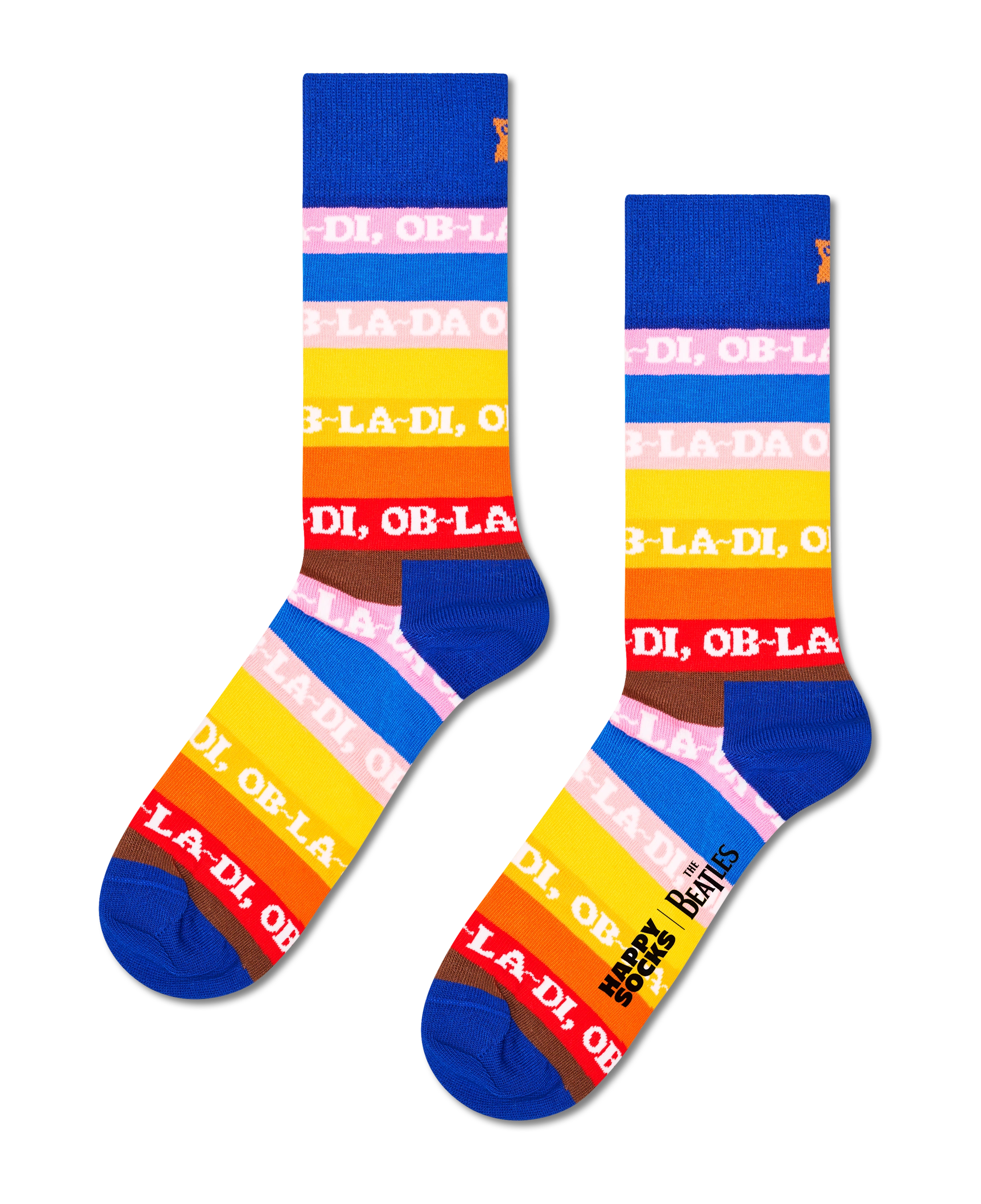 Calcetines HAPPY SOCKS The Beatles Ob-La-Stripe Sock - Azul - foto de producto sobre fondo transparente