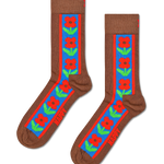 Calcetines HAPPY SOCKS Vertical Flowers Sock - Marron - foto de producto sobre fondo transparente