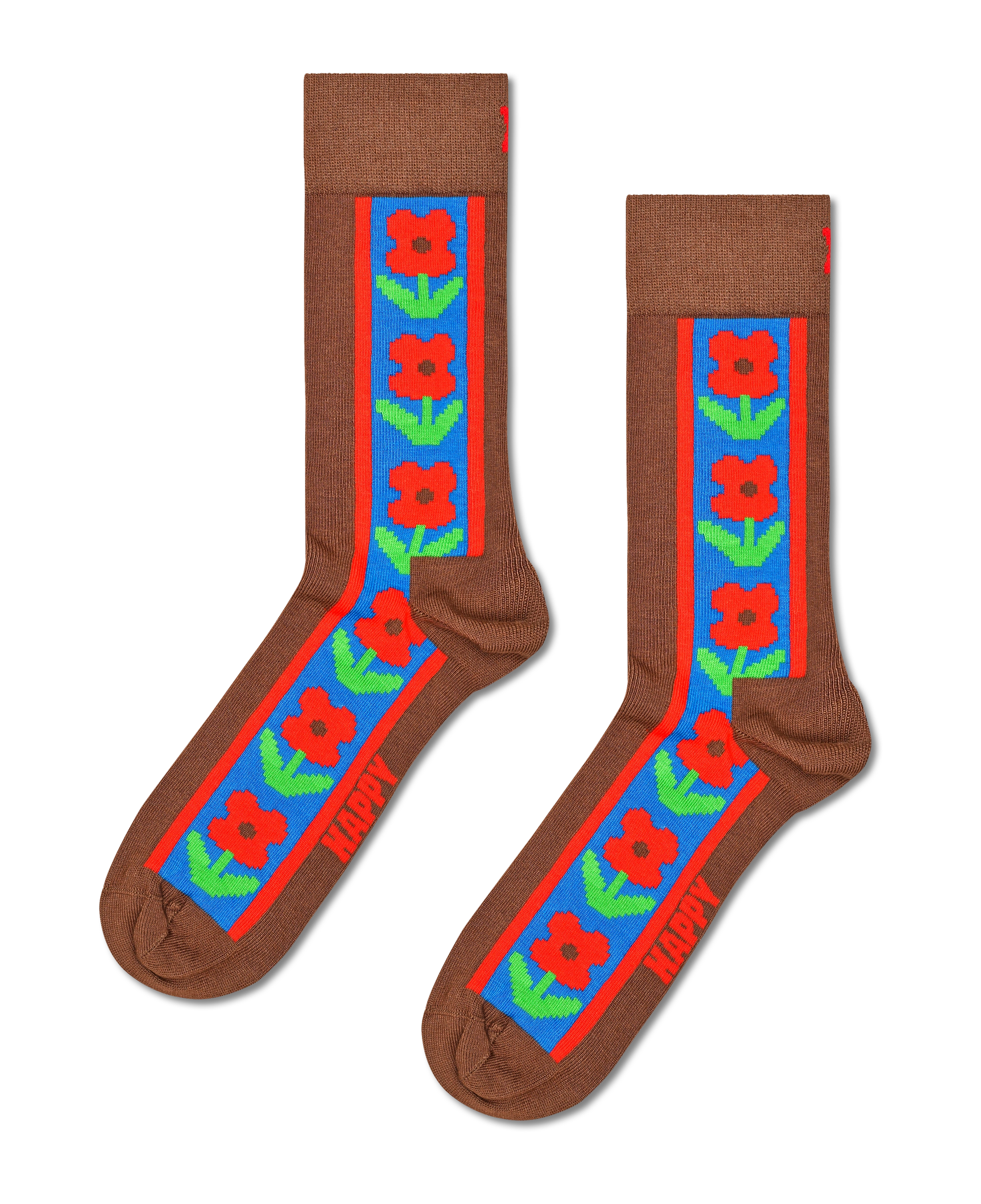 Calcetines HAPPY SOCKS Vertical Flowers Sock - Marron - foto de producto sobre fondo transparente