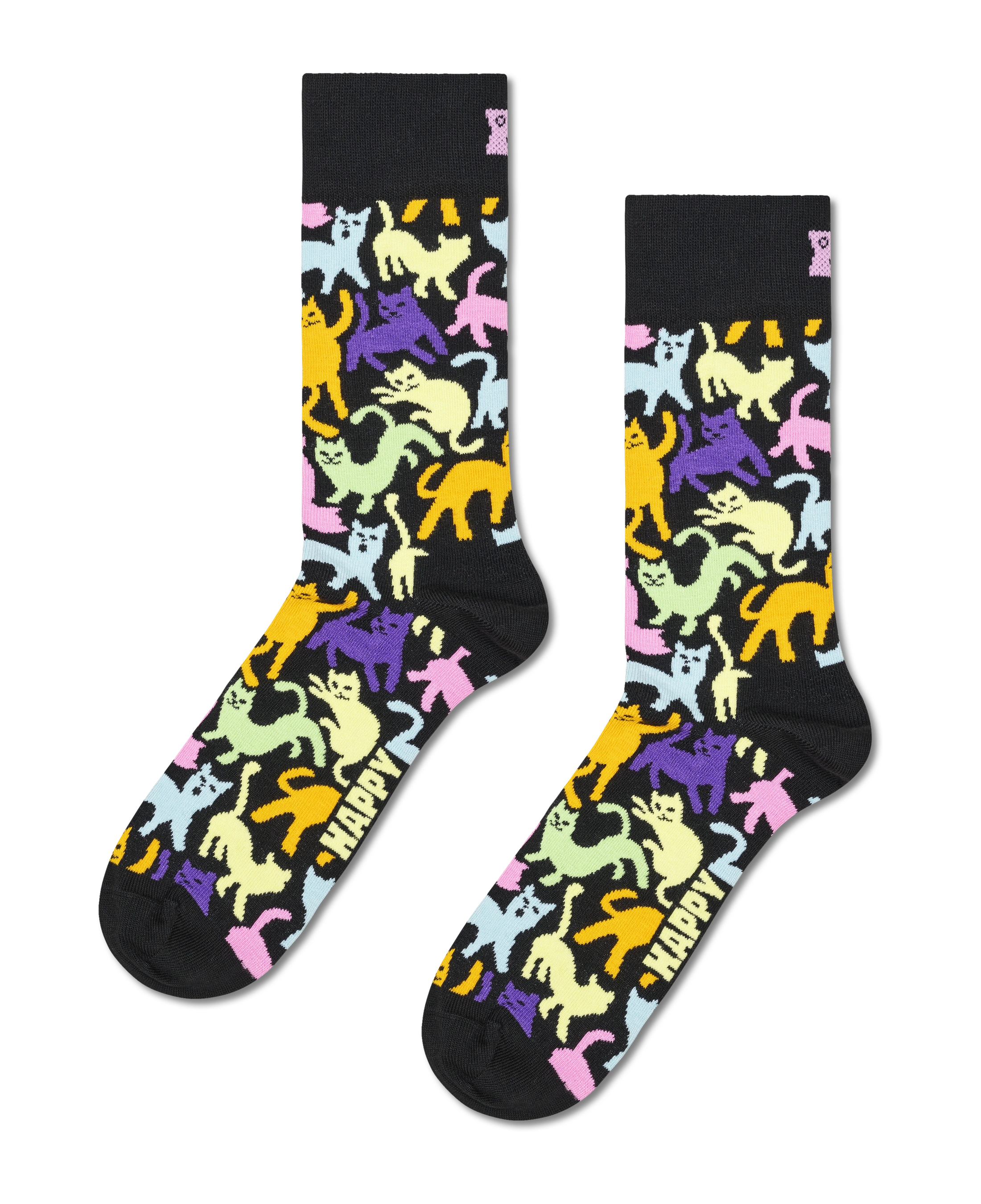 Calcetines HAPPY SOCKS Cat Sock - Negro - foto de producto sobre fondo transparente