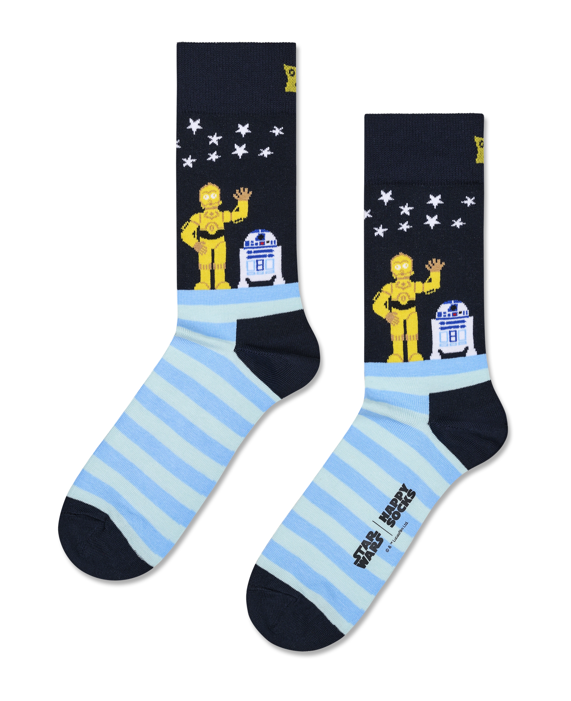 Calcetines HAPPY SOCKS STAR WARS™ Droid Friends Sock - Azul - foto de producto sobre fondo transparente
