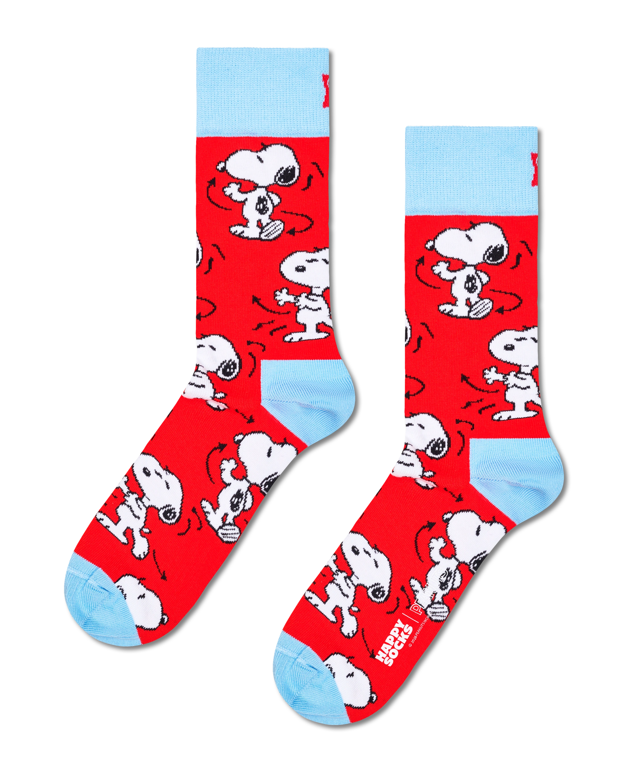 Calcetines HAPPY SOCKS Peanuts Snoopy Dance Sock - Rojo - foto de producto sobre fondo transparente