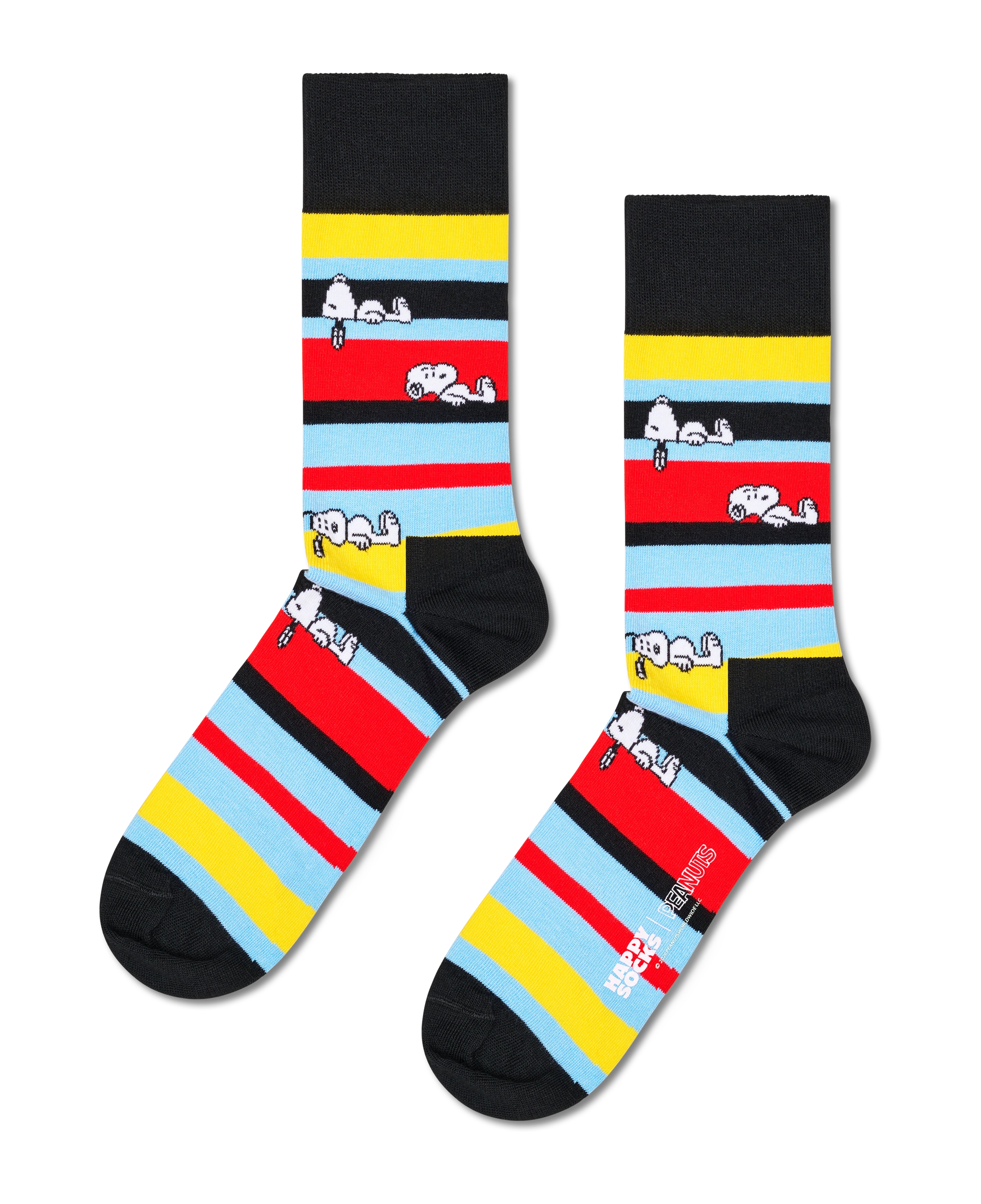 Calcetines HAPPY SOCKS Peanuts Snoopy Stripe Sock - Negro - foto de producto sobre fondo transparente