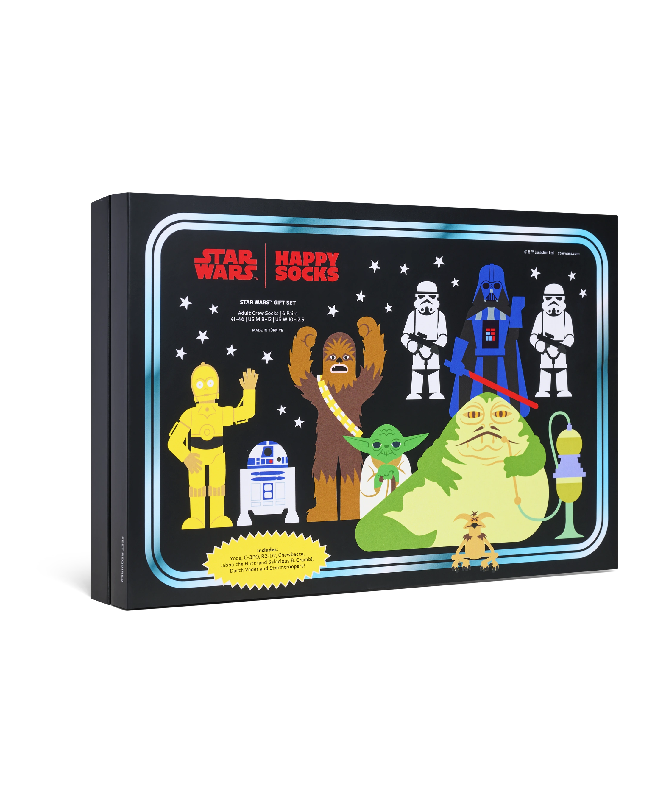 Pack de 6 calcetines HAPPY SOCKS STAR WARS™ 6-Pack Socks Gift Set - Azul - foto de producto sobre fondo transparente