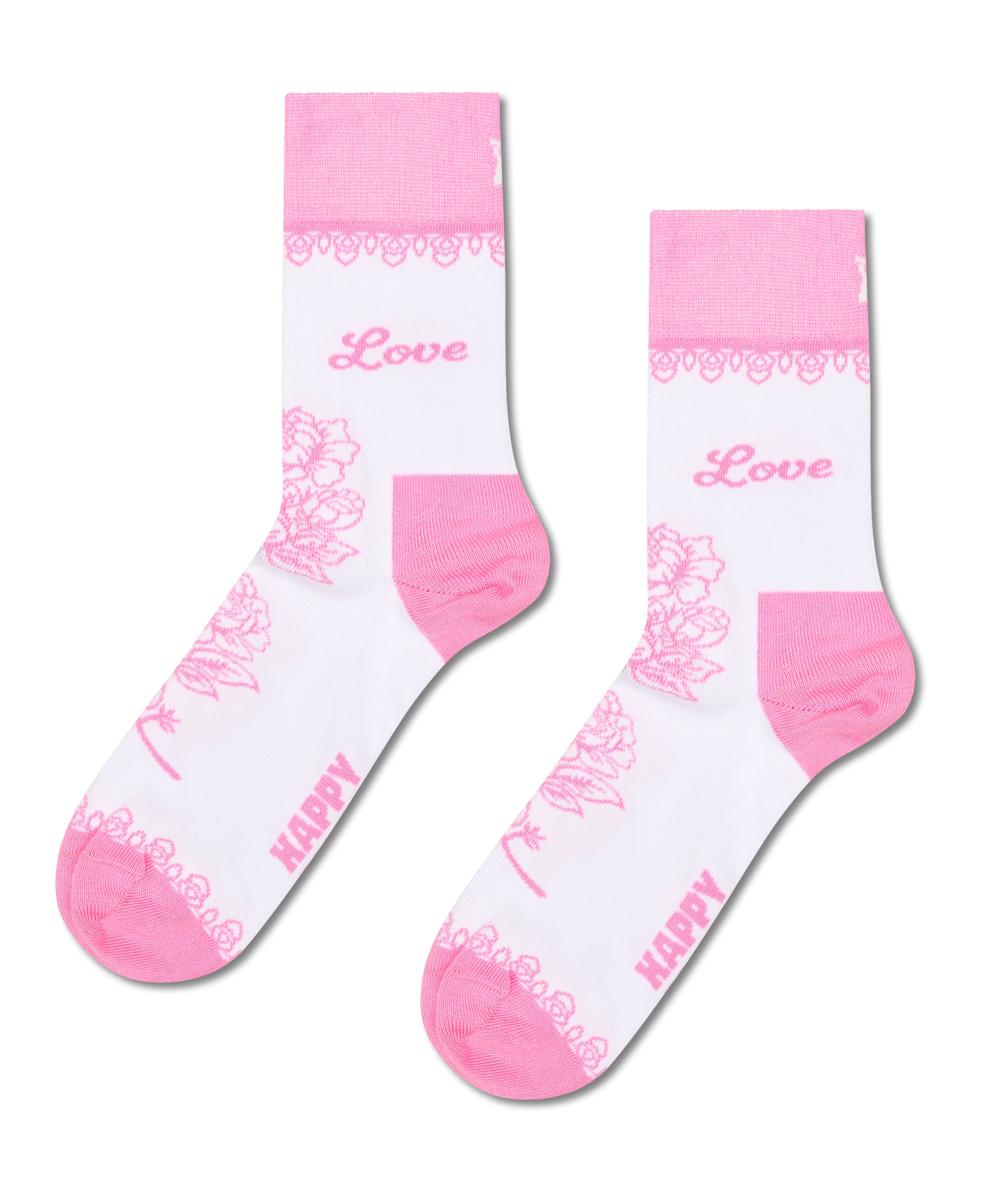 Calcetines HAPPY SOCKS Love Short Crew Sock - Blanco - foto de producto sobre fondo transparente
