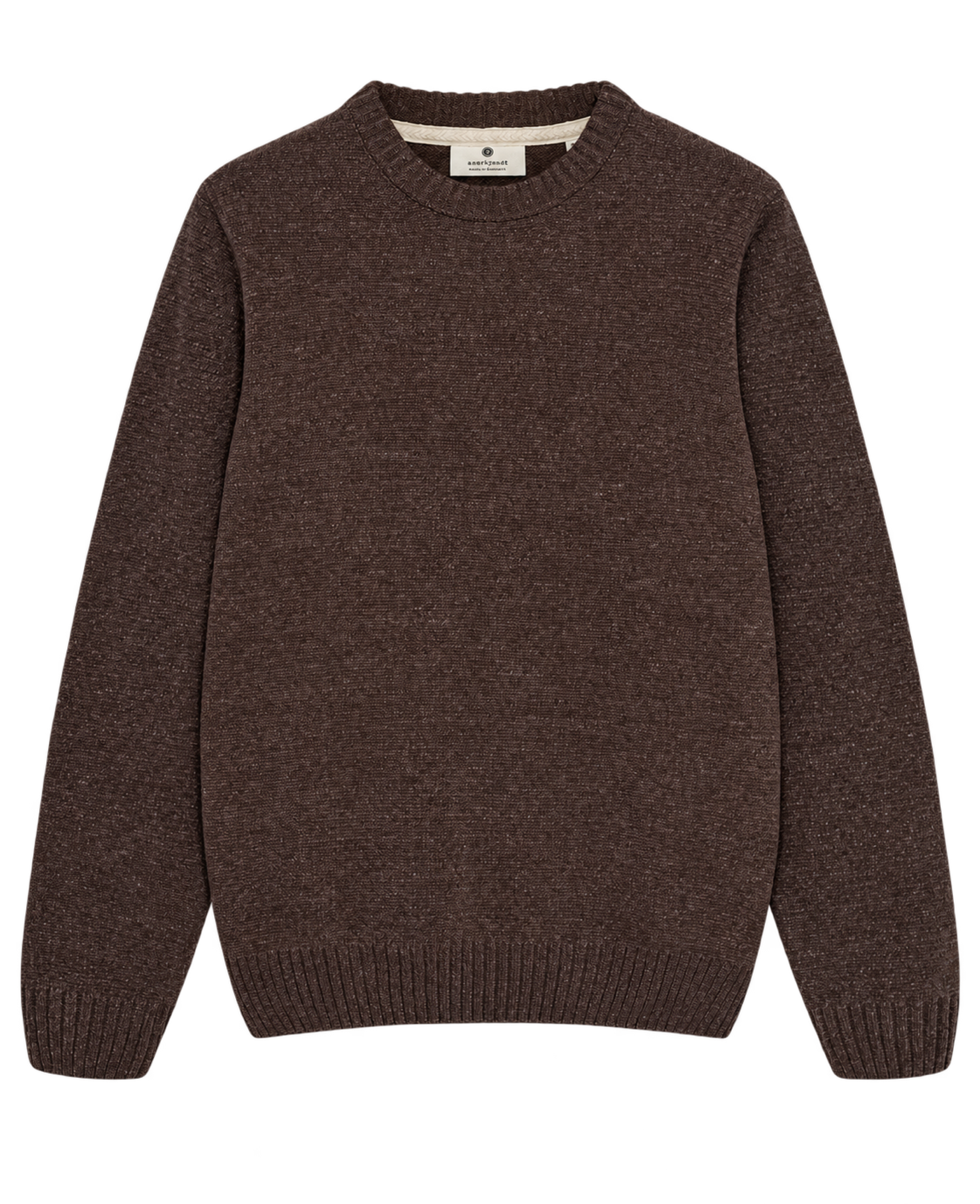 ANERKJENDT Sune Chenille Knit Chocolate Brown flat transparente