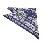 Bandana DEUS EX MACHINA Oahu azul — detalle del estampado floral y la cenefa