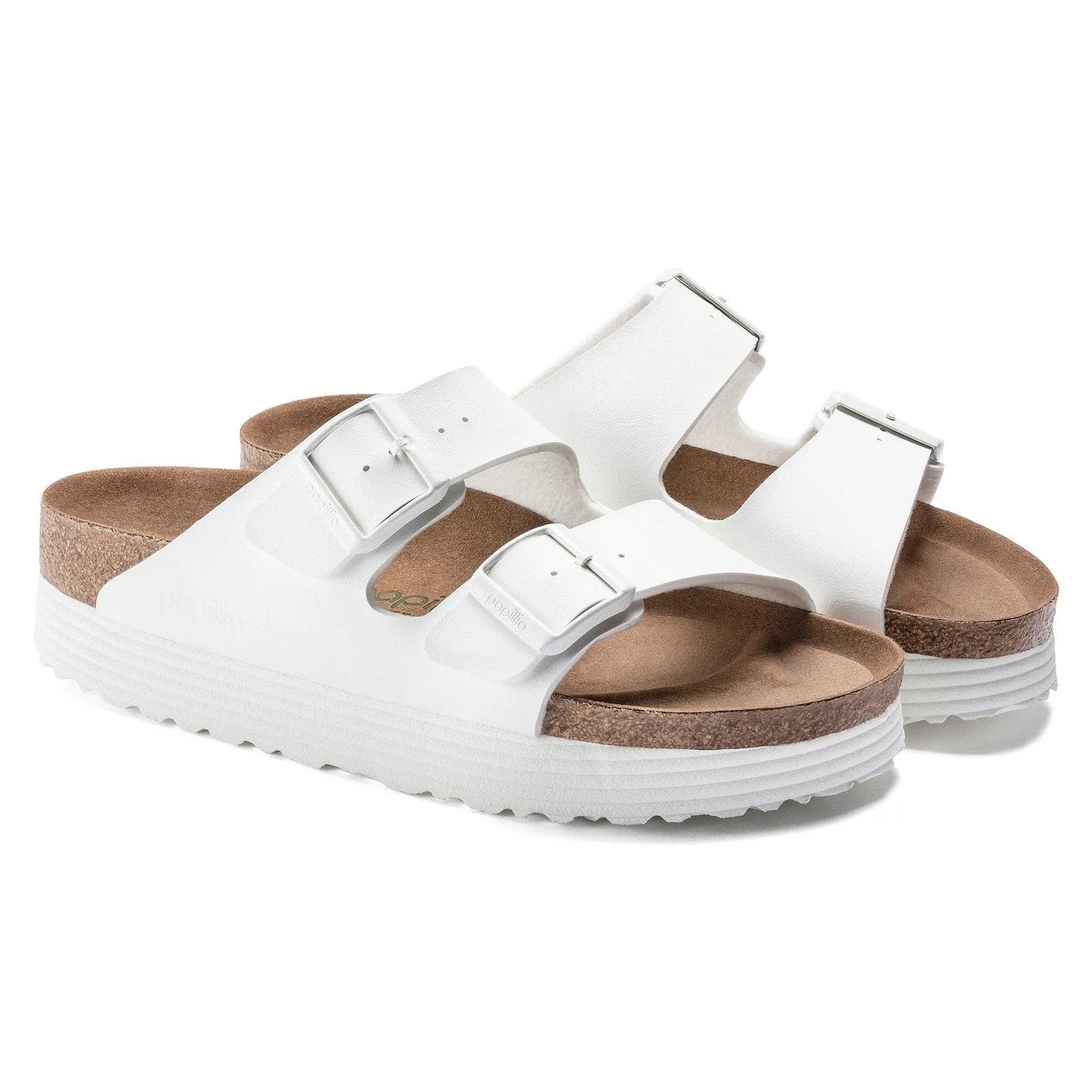 Birkenstock Arizona Platform Versión Vegana Birko-Flor White Grooved - ECRU