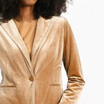 Blazer Molly Bracken de Terciopelo con Cuello y Solapa - ECRU