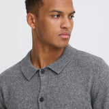 Cárdigan BLEND Branko Polo Pewter Melange detalle cuello
