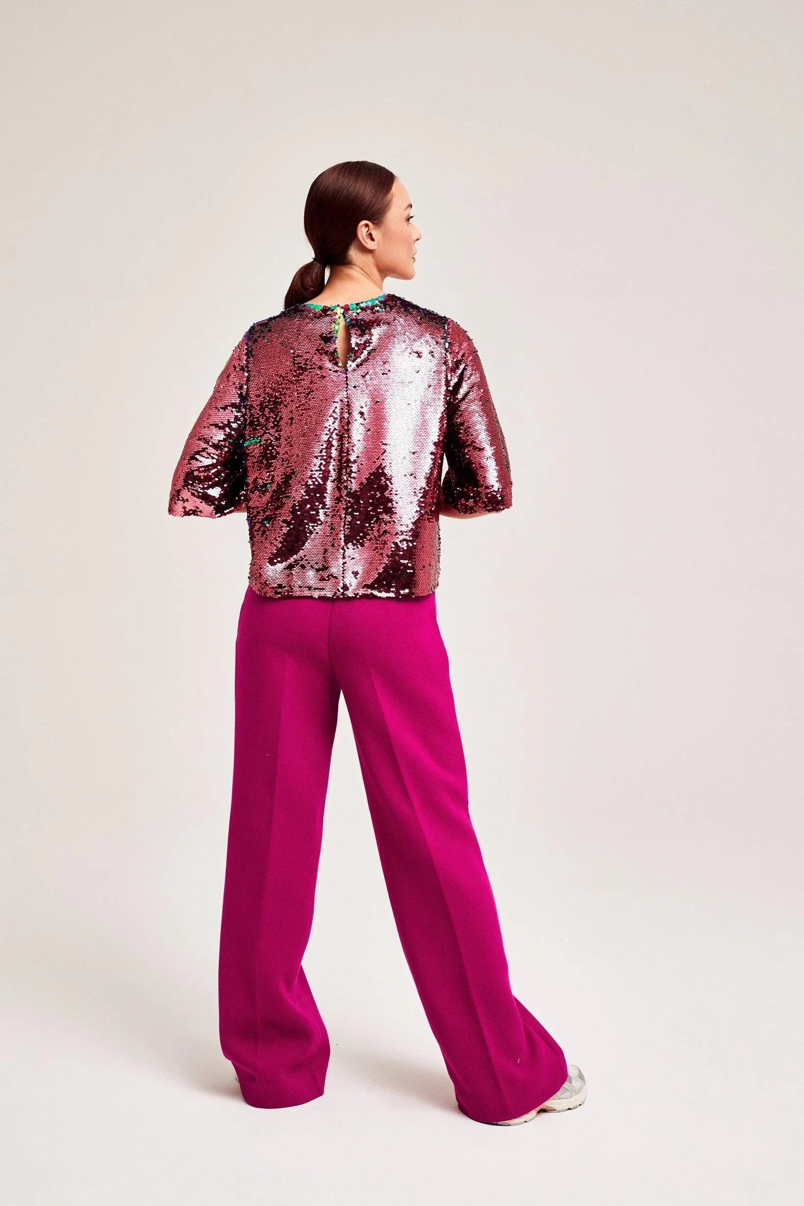 Blusa CKS Tiria Dark Pink - ECRU