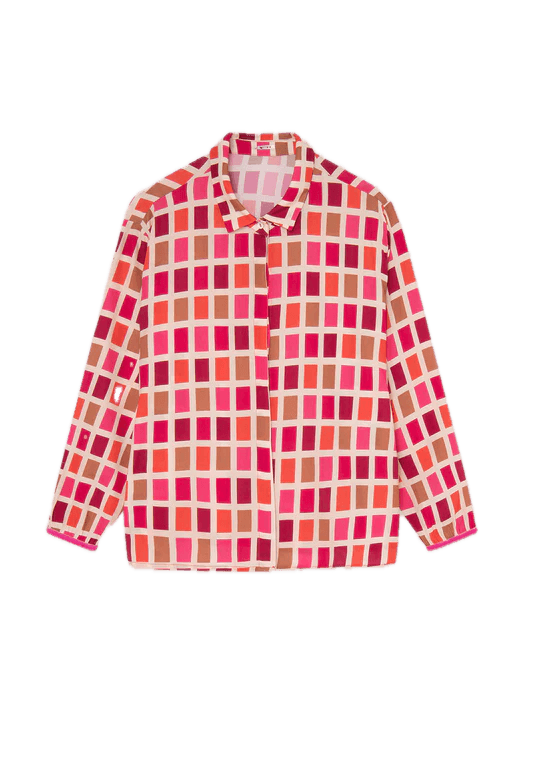 Blusa DrBloom Copos Estampado Pantone Rosa - ECRU