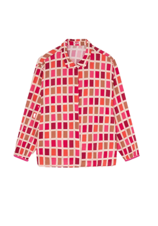 Blusa DrBloom Copos Estampado Pantone Rosa - ECRU