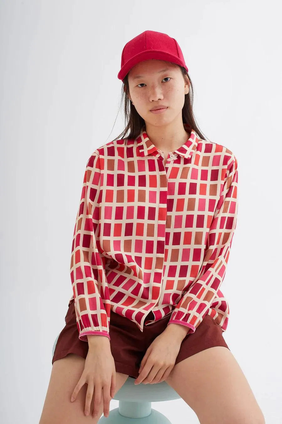 Blusa DrBloom Copos Estampado Pantone Rosa - ECRU