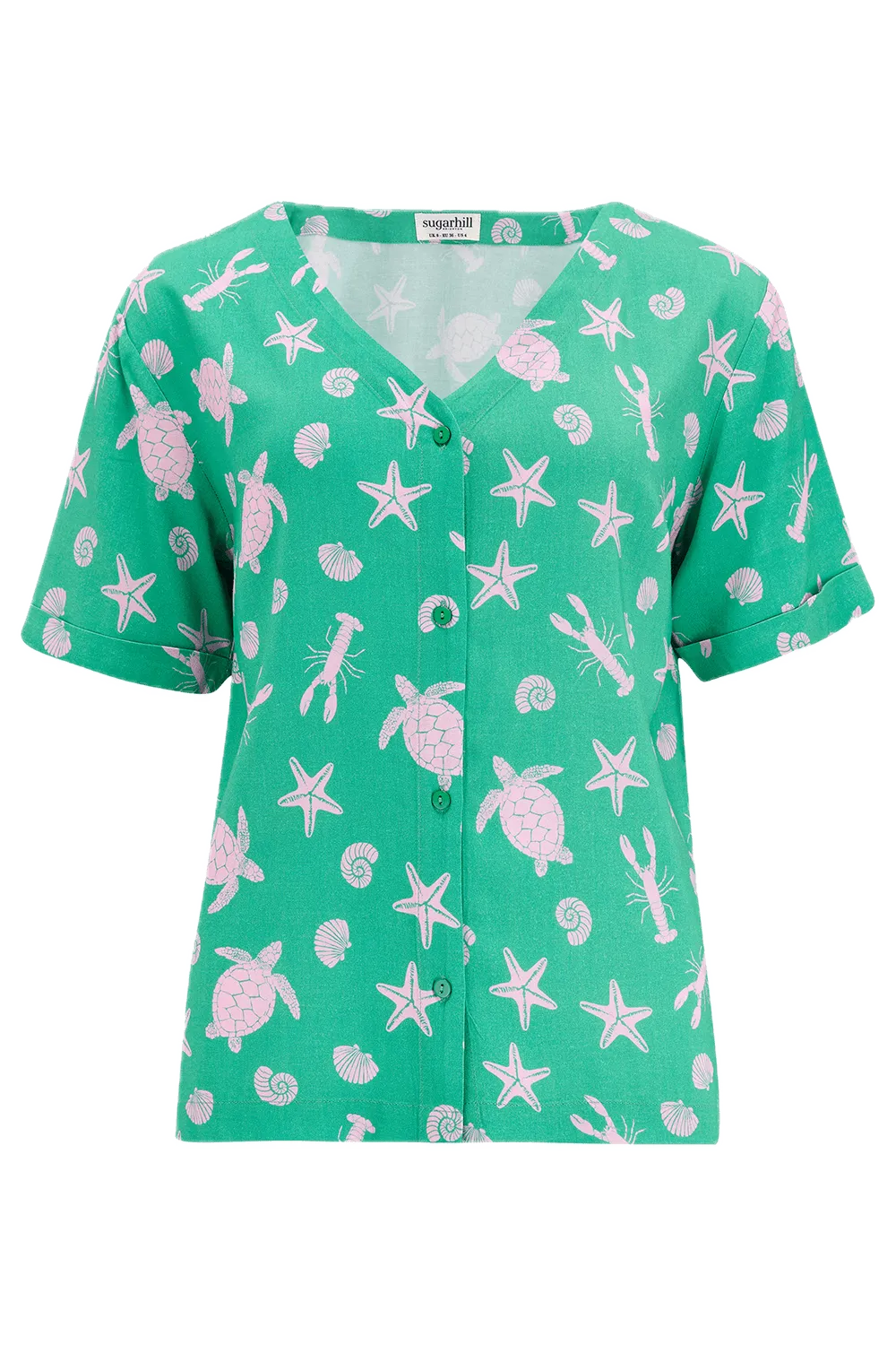 Blusa Sugarhill Hatty Green Pink Sea Cove - ECRU