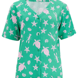 Blusa Sugarhill Hatty Green Pink Sea Cove - ECRU