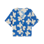 Blusa Thinking Mu Azul Flores Butterfly Libelula - ECRU