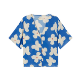 Blusa Thinking Mu Azul Flores Butterfly Libelula - ECRU