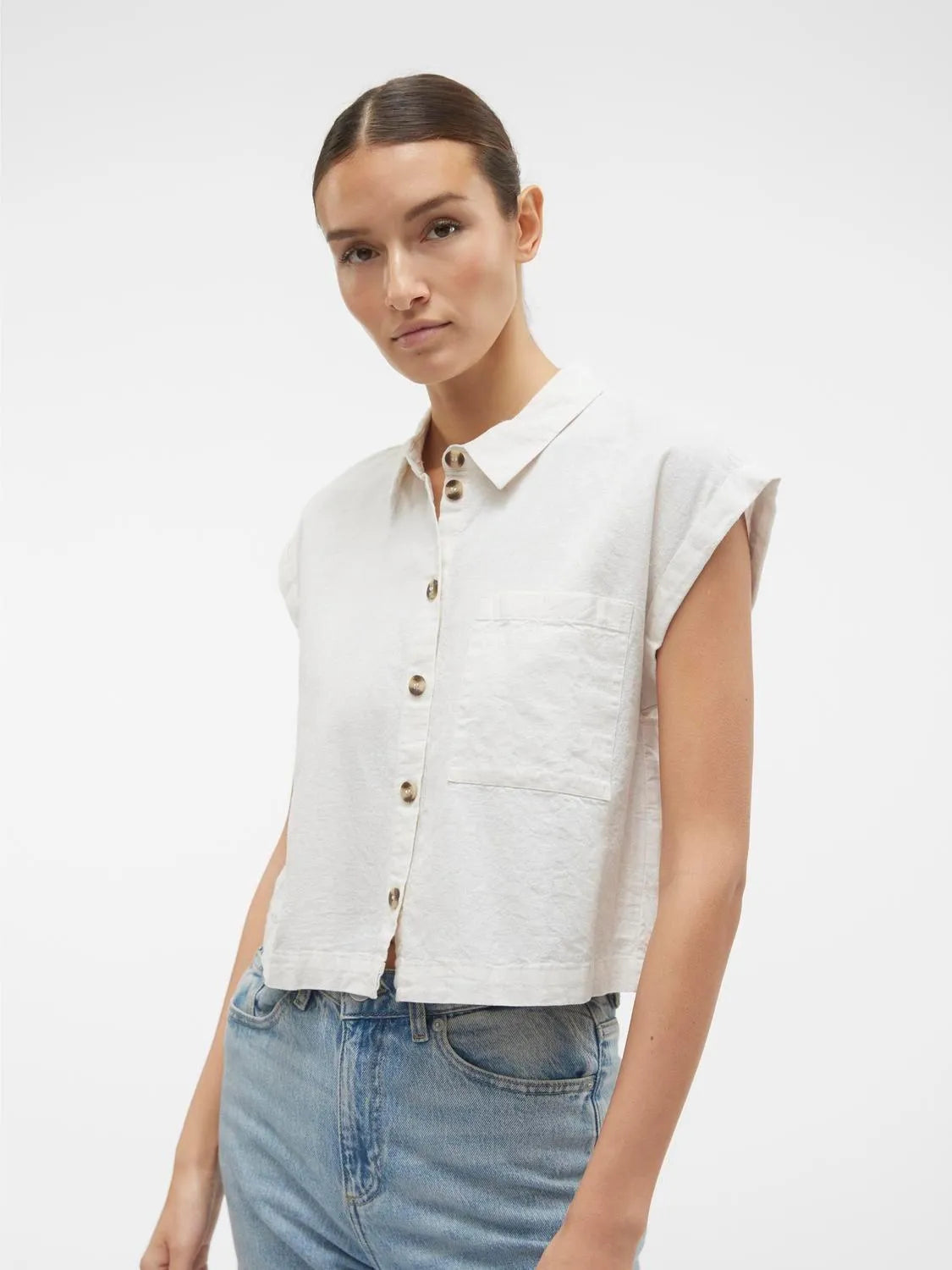 Blusa Vero Moda Luna Cropped - ECRU