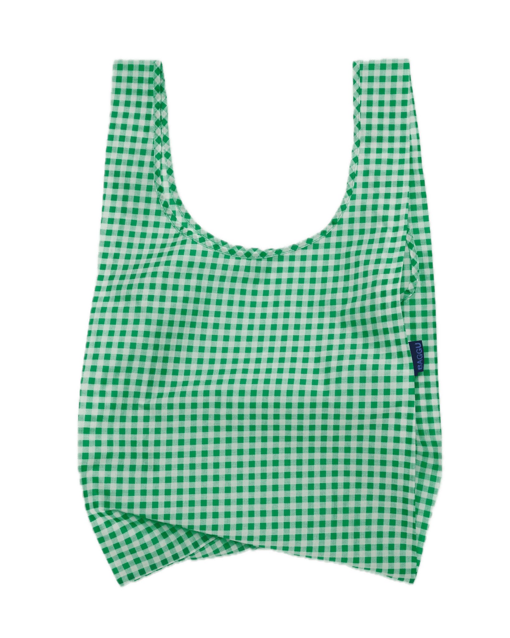 Bolsa Baggu Estándar Reciclada Green Gingham - ECRU