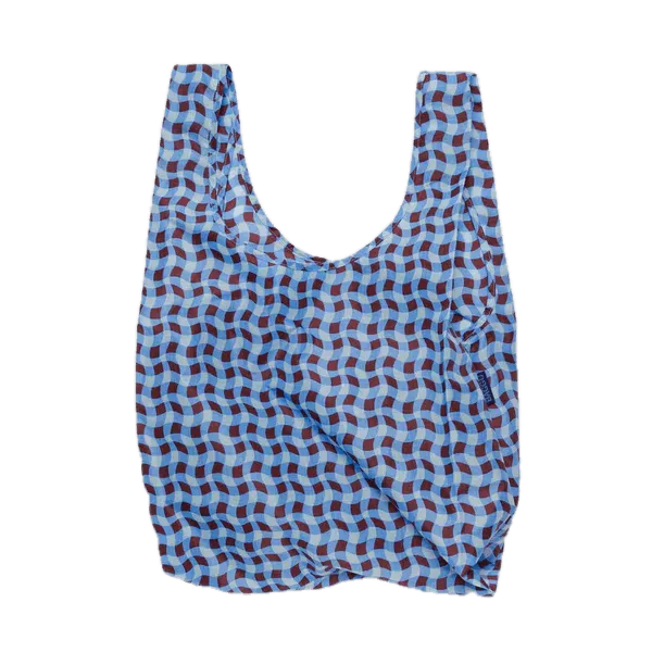 Bolsa Baggu Estándar Reciclada Wavy Gingham Blue - ECRU
