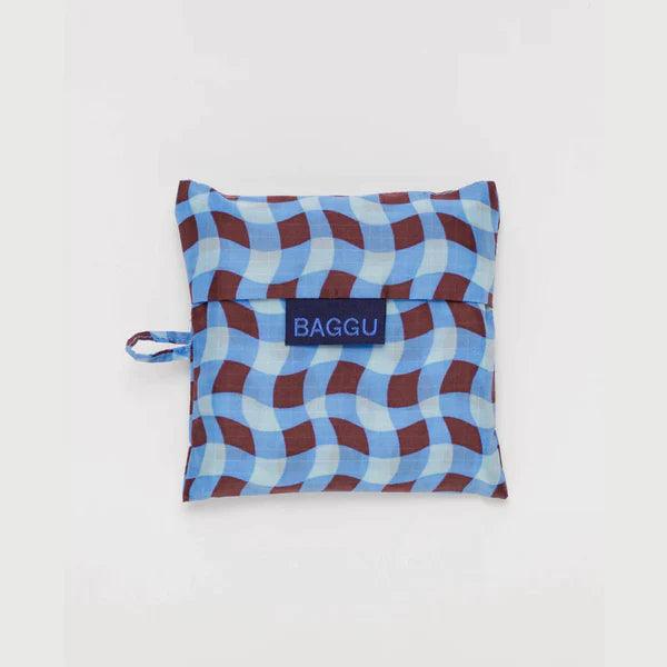 Bolsa Baggu Estándar Reciclada Wavy Gingham Blue - ECRU