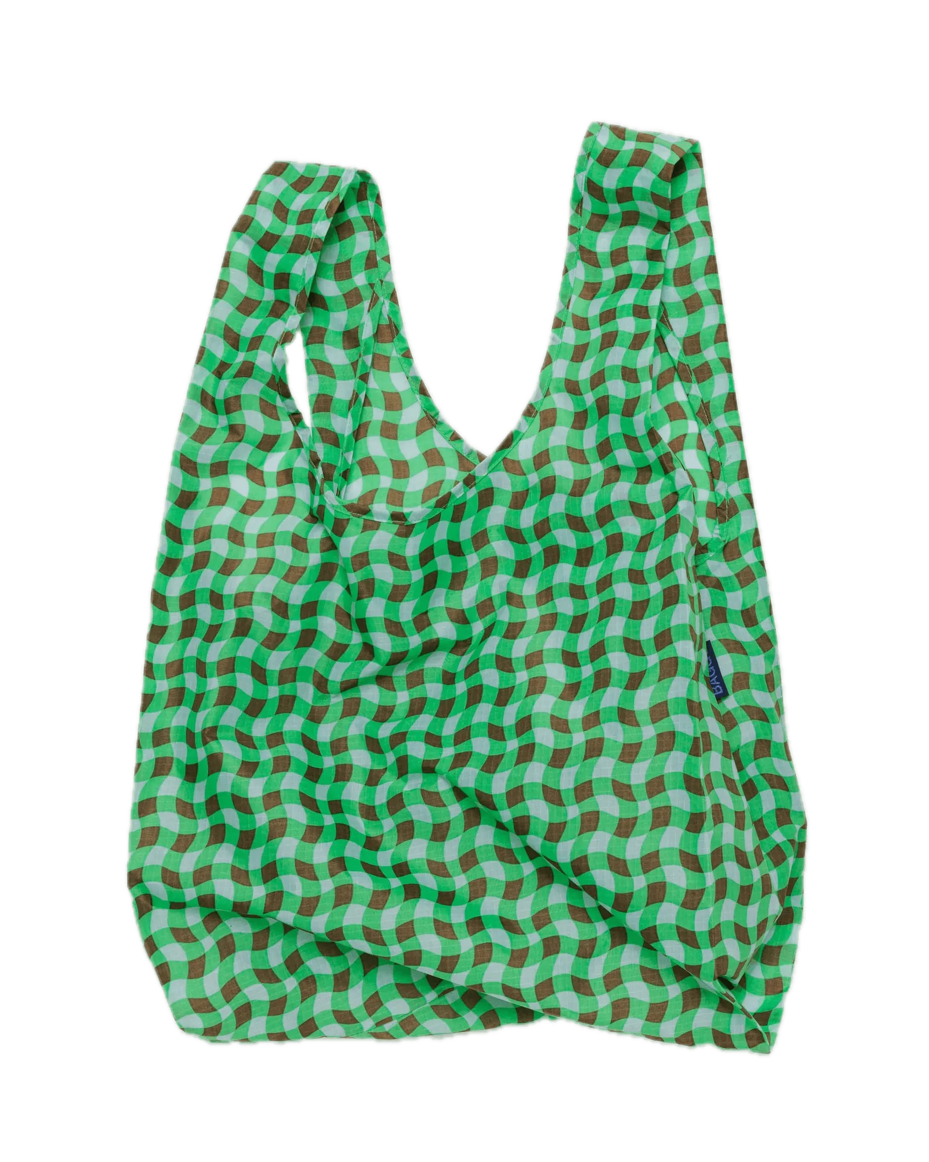Bolsa Baggu Estándar Reciclada Wavy Gingham Green - ECRU