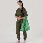 Bolsa Baggu Estándar Reciclada Wavy Gingham Green - ECRU