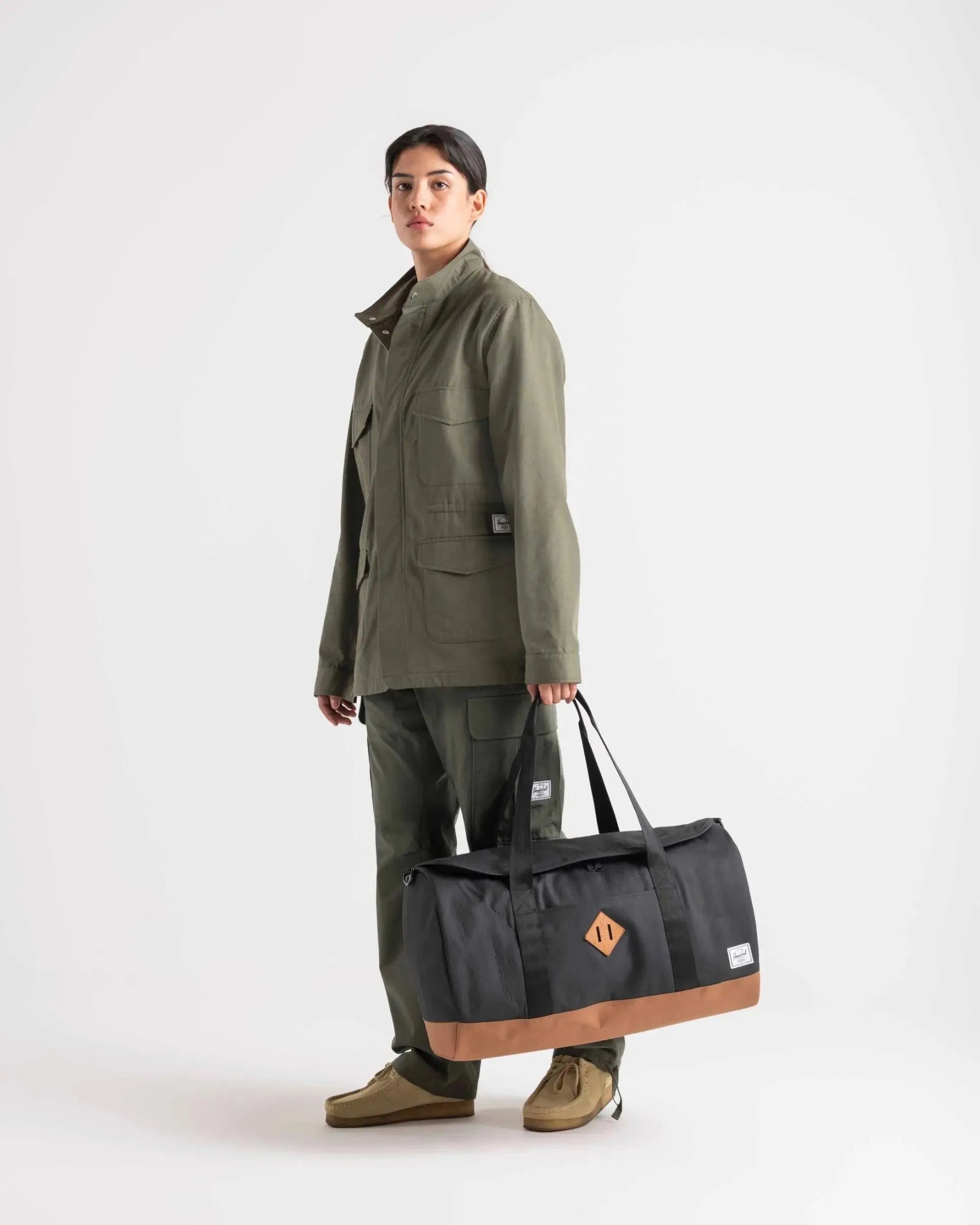 Bolsa Herschel Heritage Duffle Black Ivy Green Chutney - ECRU