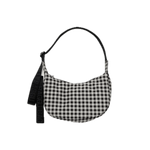 Bolso Baggu Small Nylon Crescent Black & White Gingham - ECRU
