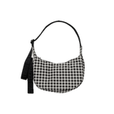 Bolso Baggu Small Nylon Crescent Black & White Gingham - ECRU