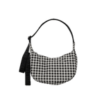 Bolso Baggu Small Nylon Crescent Black & White Gingham - ECRU