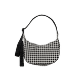 Bolso Baggu Small Nylon Crescent Black & White Gingham - ECRU