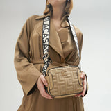 LOLA CASADEMUNT Umhängetasche aus Stoff mit Monogramm in Braun 