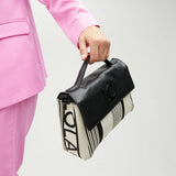Bolso LOLA CASADEMUNT Bandolera Rayas Crudo Negro