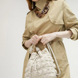 LOLA CASADEMUNT Ecru Pleated Effect Crossbody Bag 