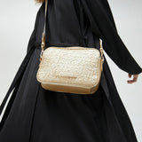 LOLA CASADEMUNT Monogram Crossbody Bag with Gold Leather Effect 