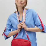 LOLA CASADEMUNT Monogram Crossbody Bag in Red Leather Effect 