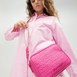 Bolso LOLA CASADEMUNT Bandolera Monograma Efecto Piel Fucsia