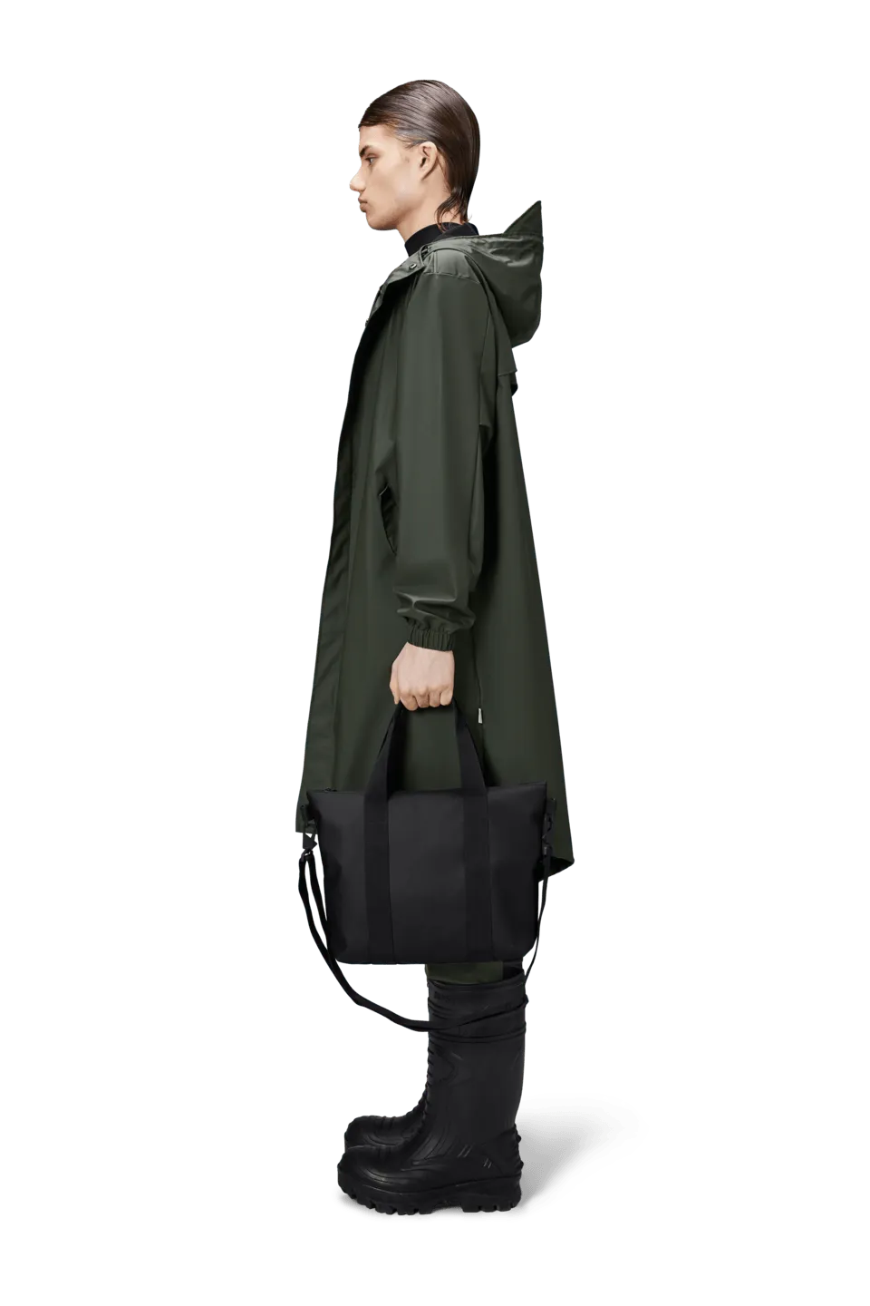 Bolso Rains Tote Bag Micro Black - ECRU